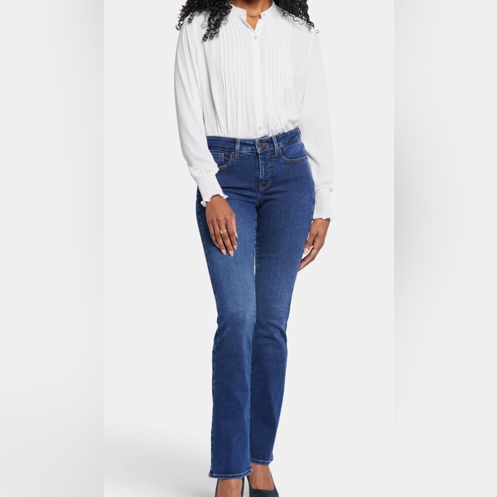NEW NYDJ Blue Flare Wide Leg Jeans w Tuck Lift Technology Made in USA Size 14